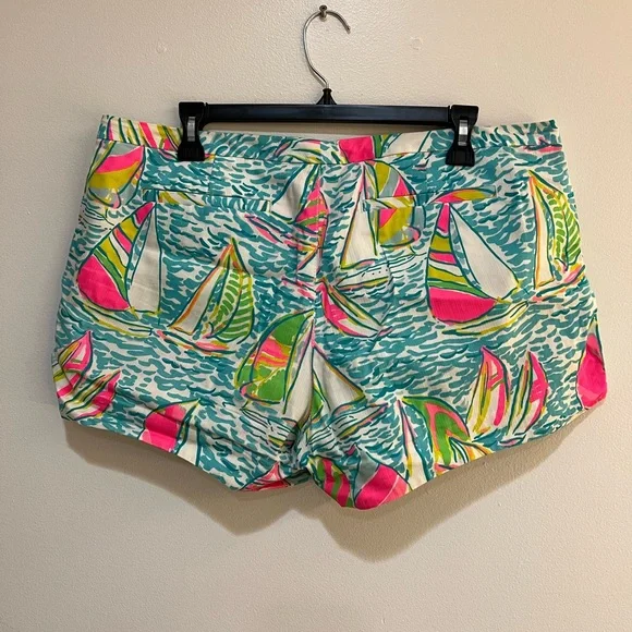 Lilly Pulitzer Pink and Green Sailboat Women's Shorts - Picture 3 of 3